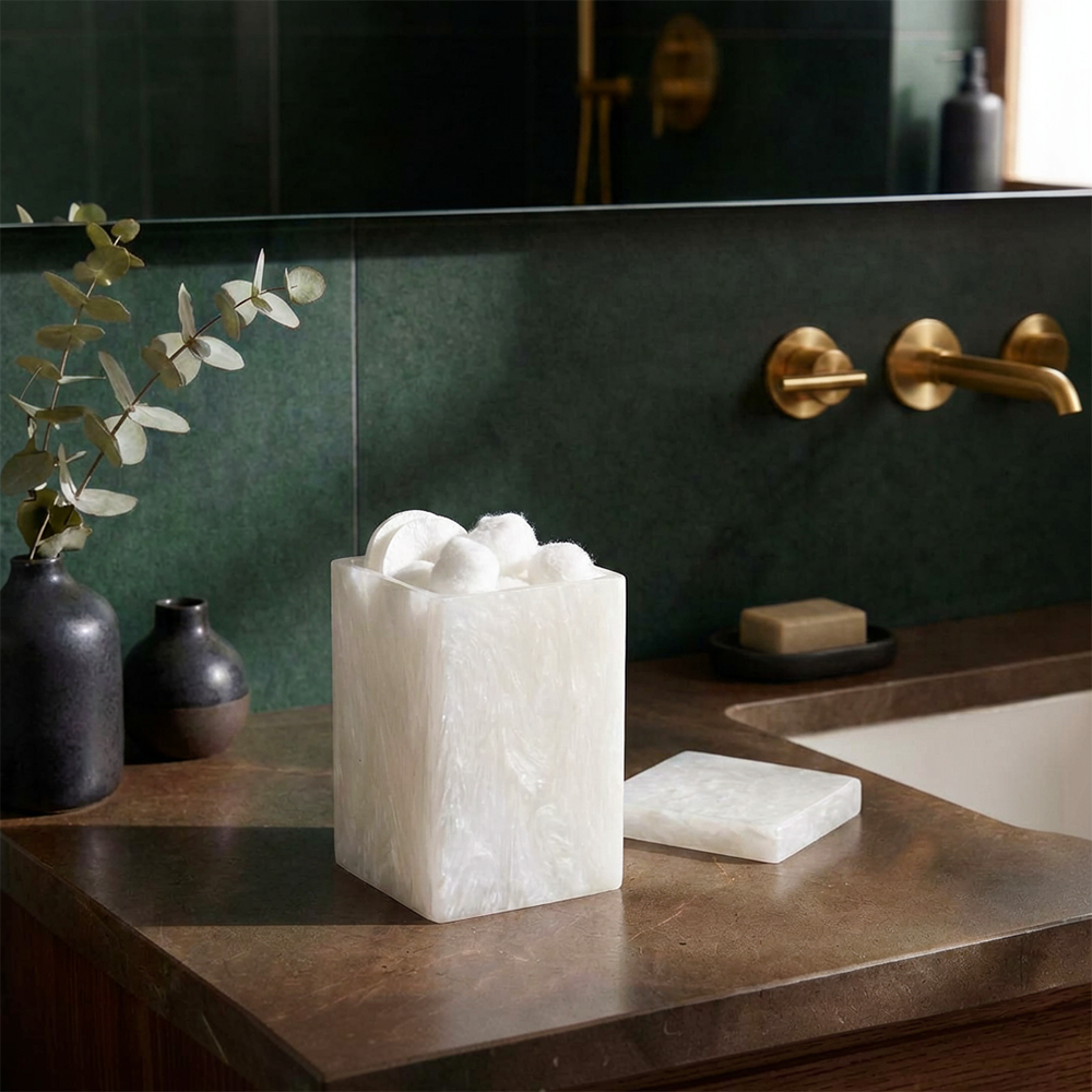 Bathroom Small Square Lidded Box